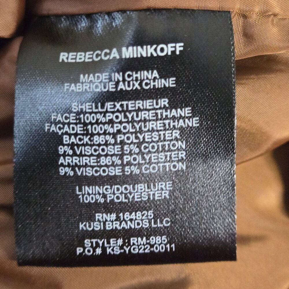 Rebecca Minkoff Faux Leather Cognac Brown Moto Jacket Belted Biker Size S - Picture 7 of 7